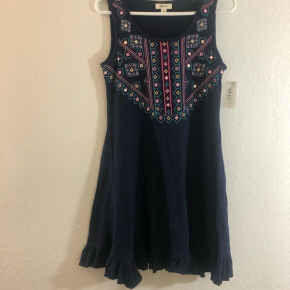 Style & Co. Petite Embroidered Ruffle-Hem Dress PS - Picture 2 of 5